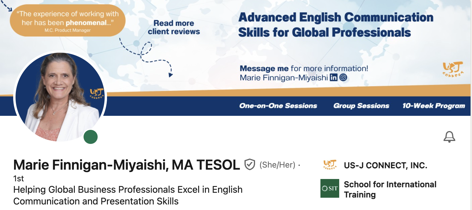 駐在者向けオンラインレッスンUS-J Connect, ポートランド、語学研修